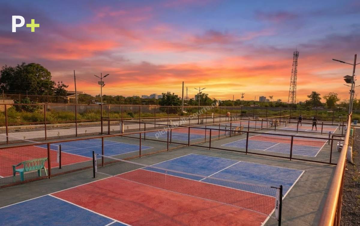 BTC Pickleball Lapu-Lapu — outdoor multi-court venue at sunset